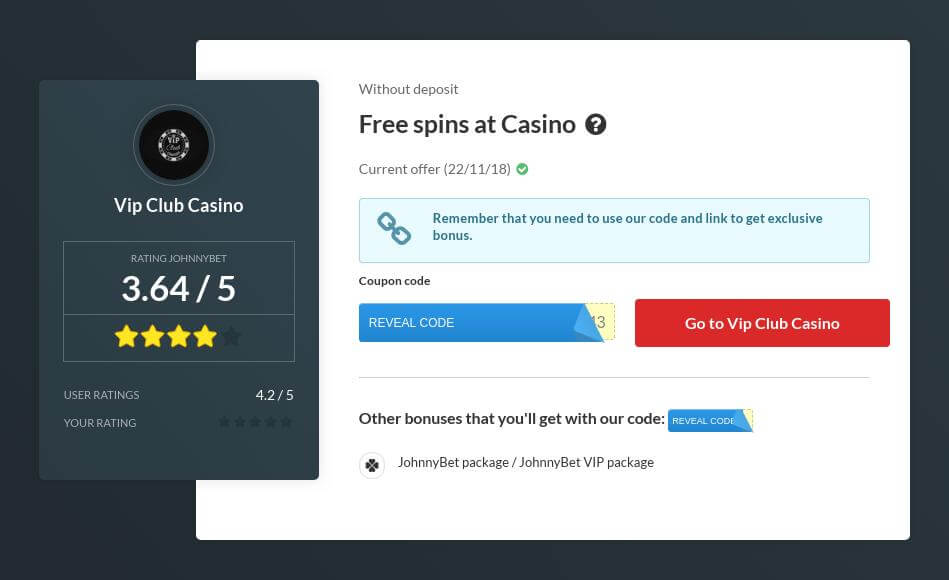 free spins Vip Club bonus